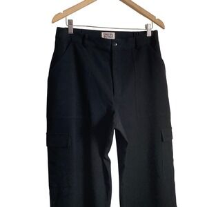 Chicos Design Black Cargo‎ Pants Straight Leg Size 2 Womens Utility Trousers